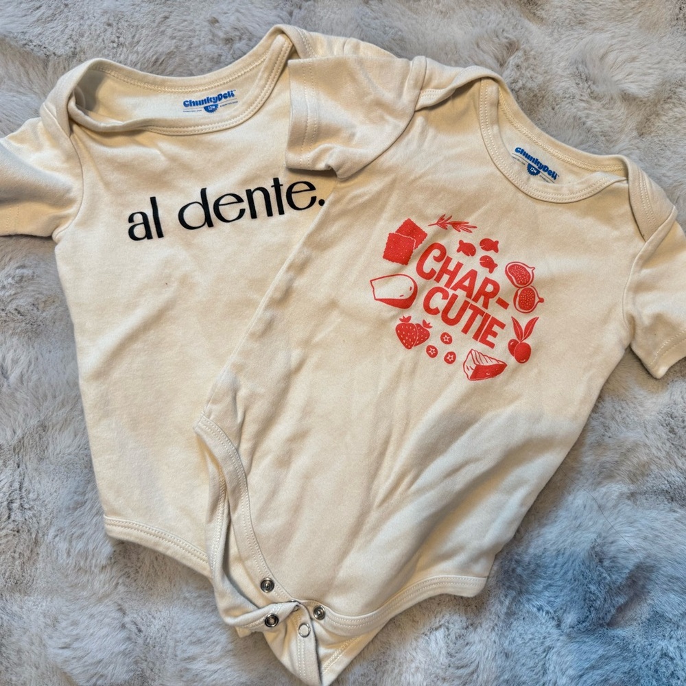 Chunky Deli Cream Bodysuit Set - Al Dente & Char-Cutie Pasta Baby Italian